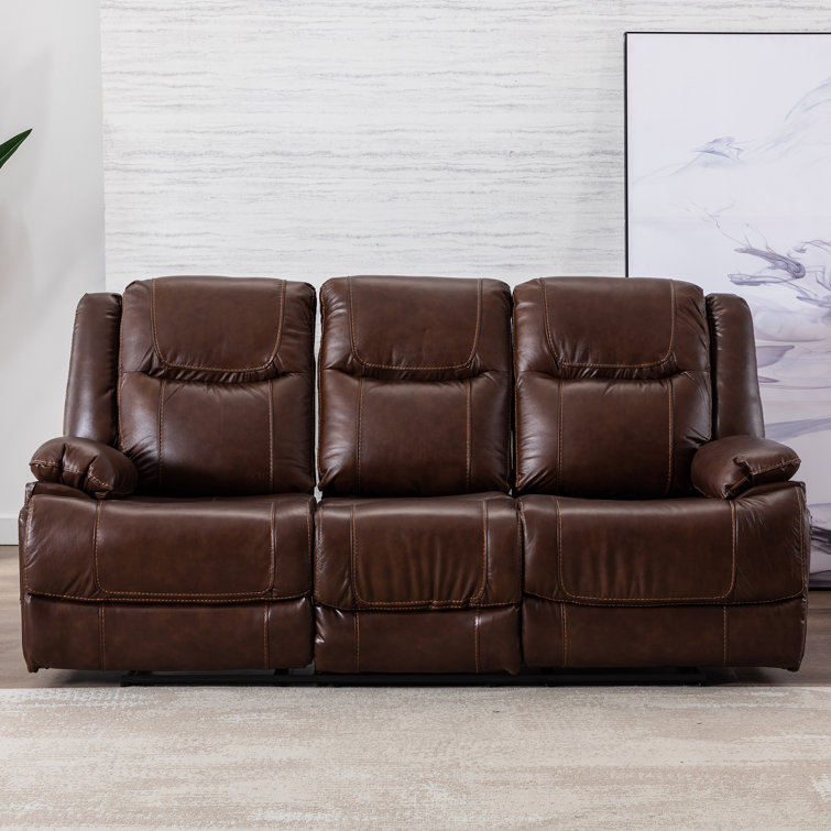 Wayfair leather best sale reclining sofa